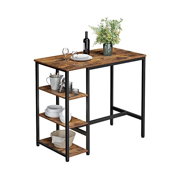 VASAGLE Bar Table, Kitchen Table, Dining Table with 3 Shelves, Stable Steel Structure, for Bar Party Cellar, Restaurant, 109 x 60 x 100 cm, Industrial Style, Easy to Assemble, Rustic Brown LBT11X - Image 9