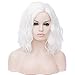 14" Women Short Wavy Curly Wig white Bob Wig Cosplay Halloween Synthetic Wigs 22 Colors Available