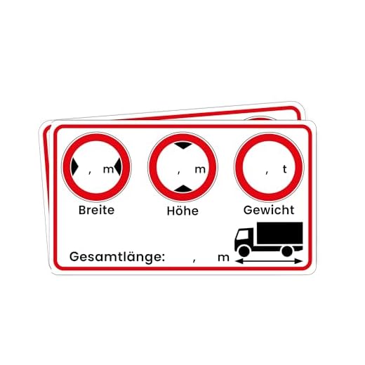 2x Hinweis Transporter Aufkleber und LKW Aufkleber – Länge x Breite x Höhe, Gewicht I 9,5 x 5,5 - Zubehör Auto, Transporter, Wohnmobil - Indoor Outdoor geeignet I Folienaukleber Selbstklebend