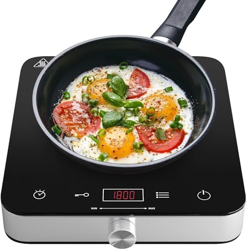COOKTRON Portable Induction Hob, Dual-Control (Touch & Knob), Induction Cooker with 10-Level Temperature & Power Settings, 4-Hour Timer, Child Safety Lock, 2000W COOKTRON Portable Induction Hob, Dual-Control (Touch & Knob), Induction Cooker with 10-Level Temperature & Power Settings, 4-Hour Timer, Child Safety Lock, 2000W