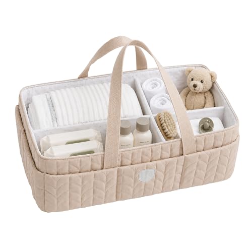 KOALA BABYCARE Cesta Organizadora Bebé – Organizador Cambiador Bebé con Divisores Extraíbles, Organizador Pañales Bebé para Pañales, Toallitas y Accesorios