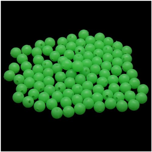 DGZZI 100PCS Fishing Supply Plastic Bait Luminous Fishing Bead Fluorescent Green Fishing Line Bead Suitable for Tackle Making or Bait Fishing
