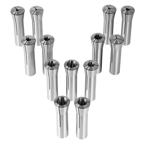 VEVOR 13 pcs Precision R8 Collet Set 1/8 - 7/8 45# Mill Collet Chuck 0.0012/30m TIR with 13 Labeled Storage Boxes for Milling Machine Drill Presses Boring Machine Machining Center