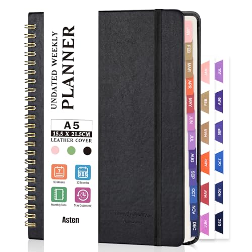 Weekly Planner, Undated Planner Notebook, Leather Work Plann