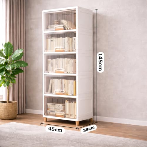 Image of DecoLogy Bookshelf for Home |Engineered Books Organizer for Study Room | Multipurpose Book Shelf for Home, Office |Book Organizer for Library | Living Room Furniture (Cupboard Rack-Transparent 5PCS)