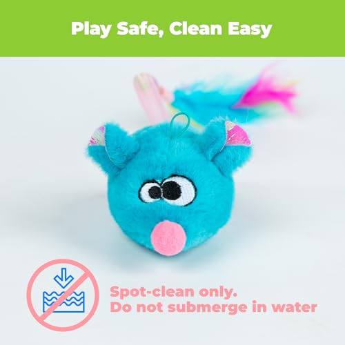 Image of Catify Best Pet Supplies Interactive Squeak Mice - Tap-Activated Realistic Mouse Cat Toy Catnip-Infused, Elastic Mesh & Feathered Tail With Realistic Squeaks For Indoor Cats & Kittens - Blue & Fuchsia