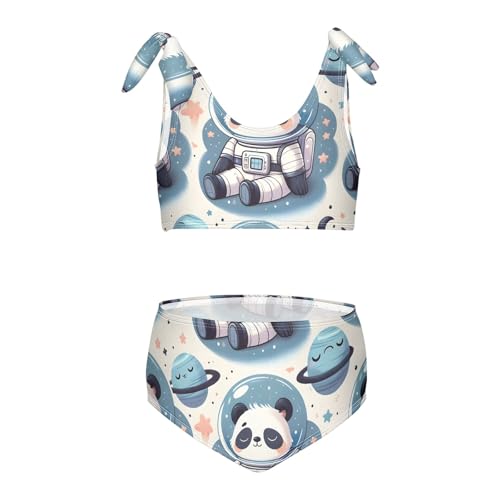 Girls' Bikini Set, Sleeping Panda in Space Kids Swimsuit 2 Pcs Beach Bathing Suit