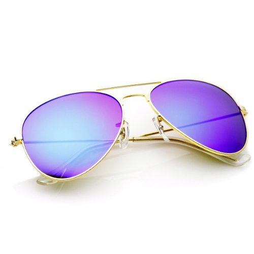 zeroUV Premium Flash Mirror Lens Aviator Sunglasses (Nickel Plated Metal Frame) 14894