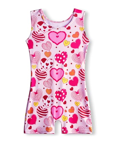 MYQFF Gymnastics Leotards for Girls 7-8 Years Old Toddler Kids Tumbling Outfits Biketards Unitard Sweet Hearts