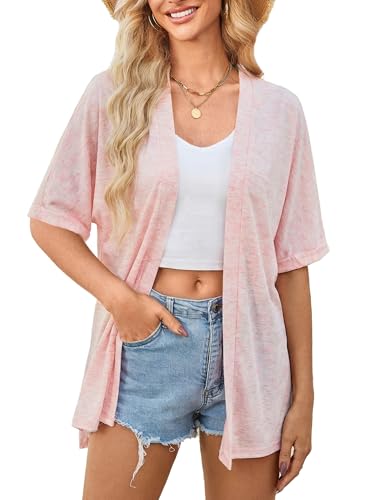 Image of Yekaty Lightweight Cardigans for Women Casual Summer Short Sleeve Cardigan Open Front Beach Coverups 2026