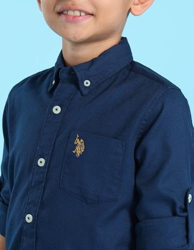 Image of U.S. Polo ASSN. Kids Half Sleeve Shirt for Boys - 100% Cotton, Chest Logo, Casual Boys Shirt