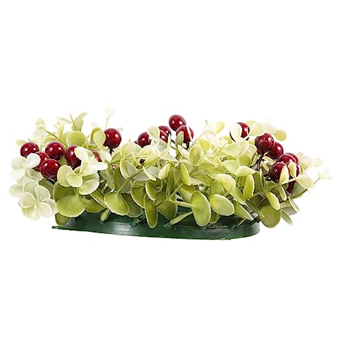 PRETYZOOM Artificial Berry Leaf Candle Ring Nordic Wreath Red Berries Christmas Decor Home Party Supplies