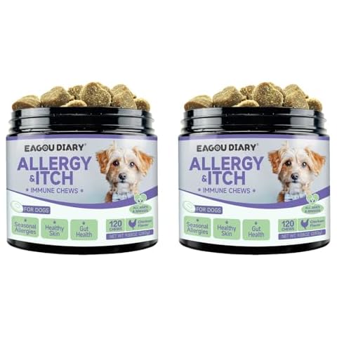 2 Pack Dog Chews Supplements - Itch Allergy for Dogs with Omega 3, Colostrum, Taurine - 240 Ct Cover