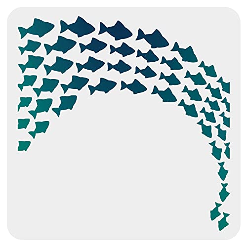 Fingerinspire Fischschwarm Schablone DIY-Kunst 30x30cm