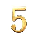 1Pcs Mailbox Numbers 2 Inch Brass House Numbers for Outside,Self Adhesive 3D Address Numbers for House, Apartment, Office, Hotel Room, Mailbox Signs,Brass (No.5)