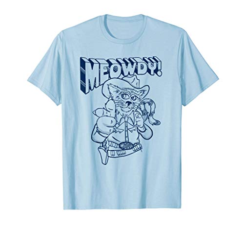 Meowdy Partner! Funny Cowboy Cat Retro Western Meow Graphic Maglietta