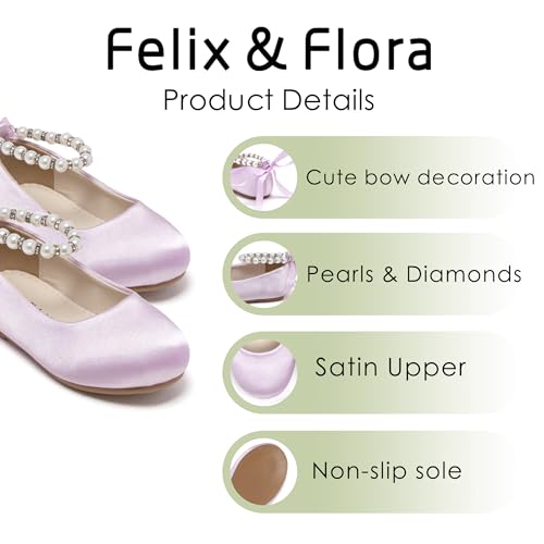 Image of Felix & Flora Girls Toddler Little Ballet Shoes - Flower Girls Mary Jane Flats Dress Shoes Party Wedding