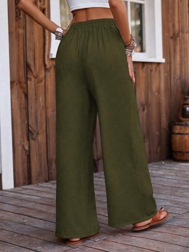 Image of TOPLOT Trouser for Women | Loose Fit High-Waist Korean Pants | Palazzo Pants with Pleated Front | Formal Relaxed Fit Casual Travel, Office & Lounge Wear Pant (5254)