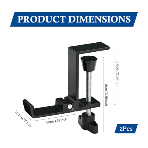 Rieoany 2Pcs Headphone Stand Headset Stand Headphone Hook Under Desk Storage, Foldable Adjustable Holder for General Purpose Game Earphone - Image 6