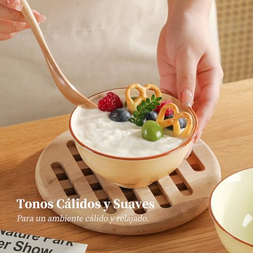 Miniatura 7 de Cuencos Desayuno Ceramica Bol Postre - Juego De 4 Tazones Desayuno Colores - Cuenco Cereales Niños - Cuenco Pequeño Cocina - Cuencos Aperitivos Arroz Helados Yogur Snacks - 12 X 6 Cm - 300 M