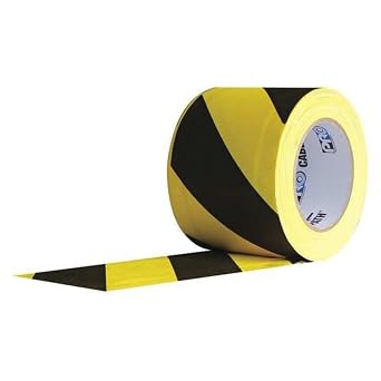ProTapes Cable Path Cured Rubber Resin Zone Coated Gaffers Tape, 12.5 mil Thick, 30 yds Length, 4" Width, Black/Yellow Stripes Pack of 1
