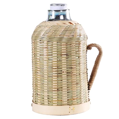 DECHOUS Bottiglia D’Acqua Termica in Bambù Intrecciato 16L Manico Brocca Isolata per Bevande Calde e Fredde Contenitore Resistente per Uso Domestico e Outdoor