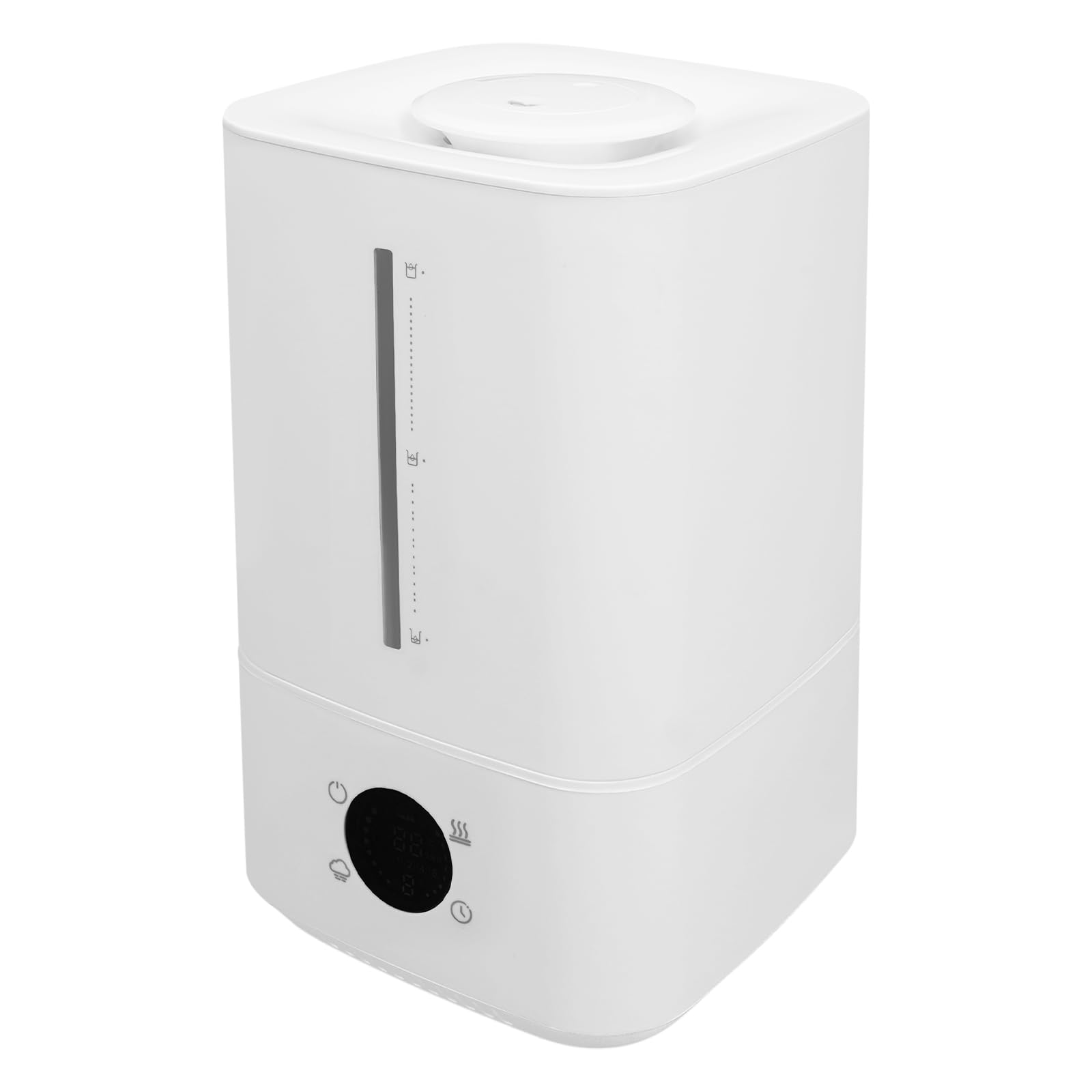 Humidificador de 6 litros de niebla fría y caliente, humidificador para dormitorio con 45 – 90 %, humidificador con control táctil, 3 niveles de niebla, temporizador, boquilla doble de 360°
