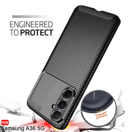 Image of TheGiftKart Rugged Carbon Fibre Armor Back Cover Case for Samsung Galaxy A36 5G | Shockproof & Protective | Stunning Minimalist Design Back Case Cover for Samsung Galaxy A36 5G (TPU, Black)