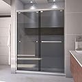 DreamLine Encore 56-60 in. W x 76 in. H Semi-Frameless Bypass Sliding Shower Door in Brushed Nickel and Gray Glass