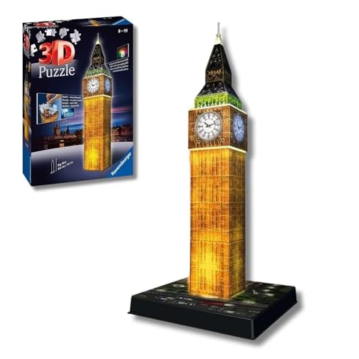 Ravensburger 125883, Puzzle 3D, Big Ben, Edición Nocturna, 216 Piezas, Edad Recomendada 8+, Puzzle Londres