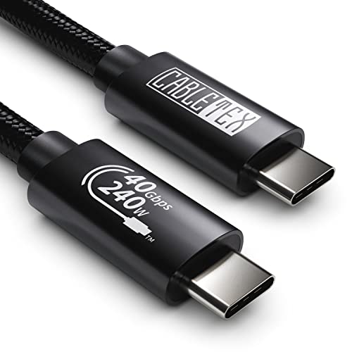 CABLETEX USB 4 Kabel 200cm, Unterstützt 8K HD Display, 40 Gbit/s Datentransfer, 240W USB-C auf USB-C Ladekabel, für Typ-C Laptops, MacBook Pro M1&M2, Monitor, Hub, Docking-Station und mehr