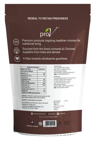 Image of ProV Premium Black Raisins with Seed | Crunchy Center Kismis | Rich in Iron, Fiber & Antioxidants | Healthy Natural Dry Fruit | 250g