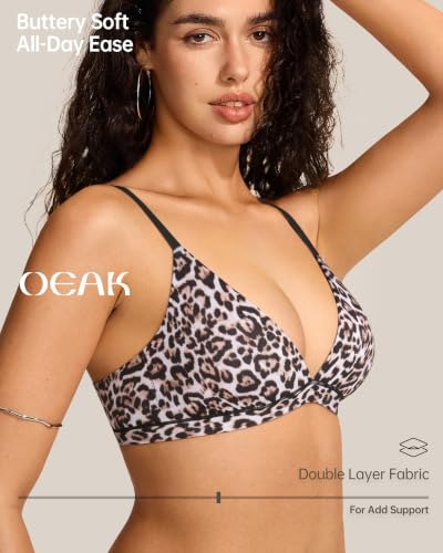 Image of OEAK Women Triangle Unlined Bra Wireless Pull On Plunge Bras