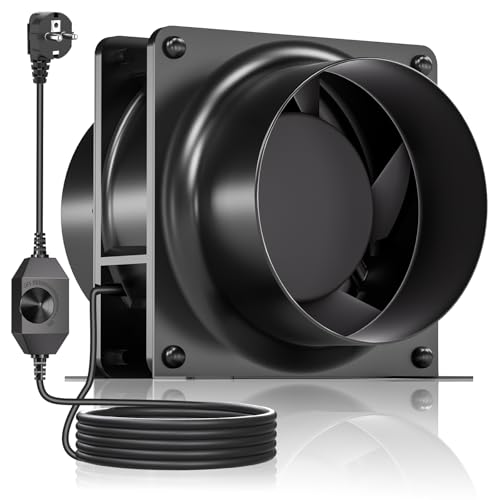 HG Power 100 mm Rohrventilator Regelbar, Abluftventilator 199m³/h Axiallüfter Leise für Küchen Badzimmer Garage Keller Growzelt, Schwarz HG Power 100 mm Rohrventilator Regelbar, Abluftventilator 199m³/h Axiallüfter Leise für Küchen Badzimmer Garage Keller Growzelt, Schwarz