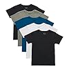 Hanes Paquete de camisetas de cuello redondo Big Originals para niños, algodón elástico, negro y surtido, paquete de 5 unidades