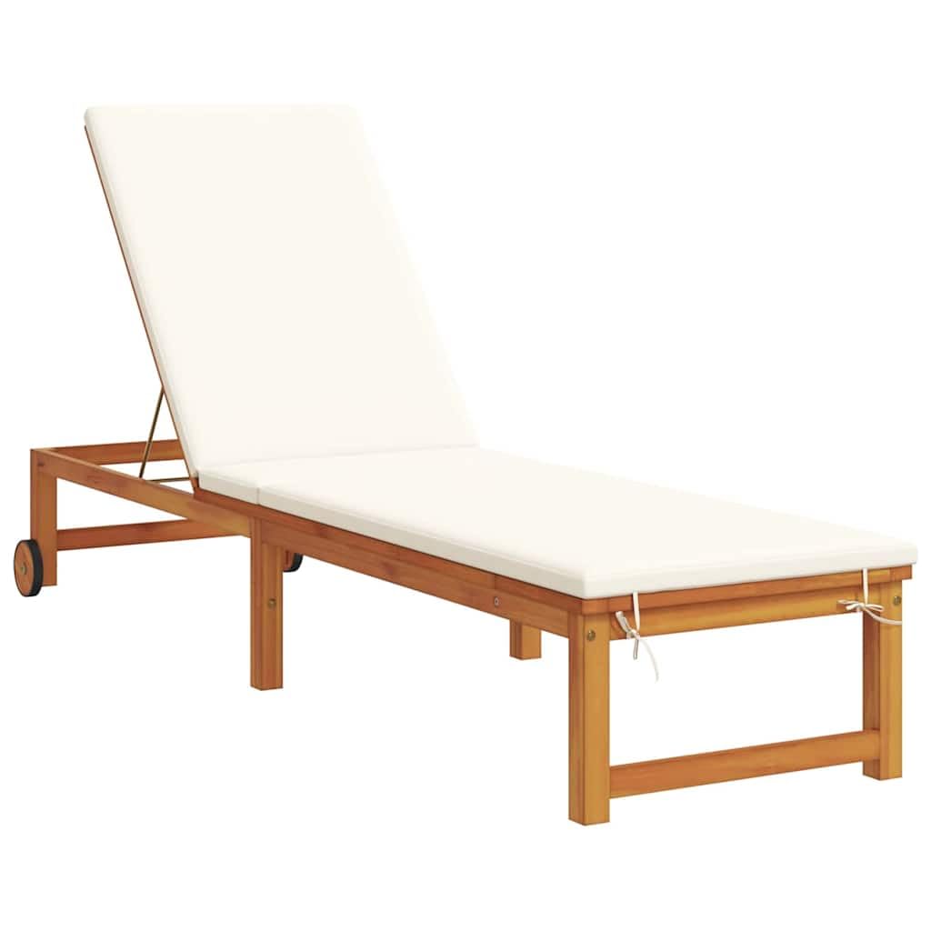 Transat en bois massif d'acacia marron de 202 cm au style patio minimaliste