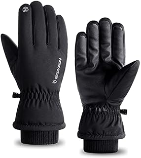 TAGVO Winter Touchscreen Ski Gloves, Windproof and Water Resistant Thermal Fleece Leather Gloves for Men and Women Running Climbing Hiking Outdoor Sports