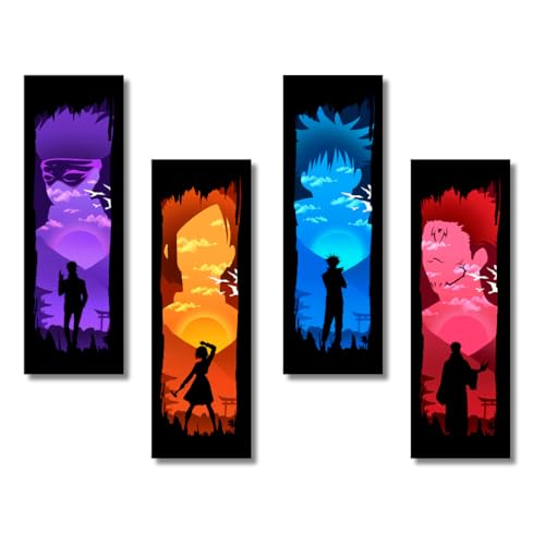 Image of Anime to Cart | Jujutsukaisen set of 4 Anime Posters Portrait (Gojo, Sukuna, Megumi, Nobara, 3 x 9 inches 350 GSM) - Multicolor