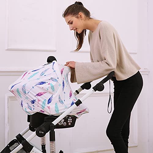 Carseat Canopy Covers For Breastfeeding - Baby Car Seat Covers Breastfeeding Cover Multi Use Boys And Girls Shower Gifts (Feather) #TOP3