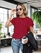 Aifer Womens Tops Dressy Casual Summer Fashion 2026 Ruffle Short Sleeve Shirts Red Blouses Trendy Elegant Work Office Business Professional Wear