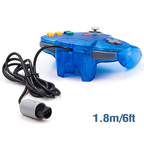 Miadore Classic N64 Controller, Wired N64 64-Bit Gamepad With Upgraded Joystick Remote For N64 Video Games System N64 Console-Transparent Blue #TOP6