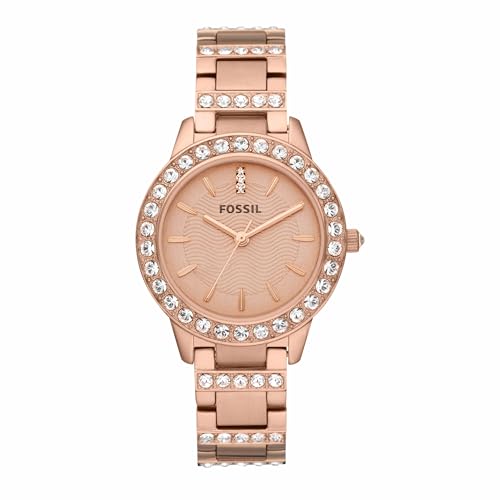 Fossil Orologio Jesse da donna, movimento al quarzo a tre lancette con cinturino in acciaio inossidabile, Tonalità Oro Rosa E Glitter
