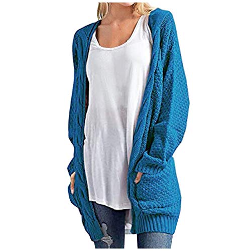 BDToy - Suéter de punto para mujer, diseño de cable, para otoño, casual, manga larga, manga larga, chaqueta de punto Cover