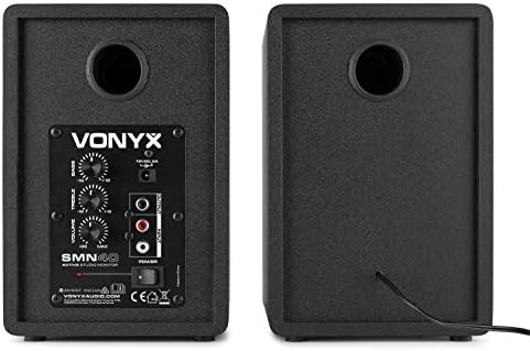 VONYX 40B Active Studio Monitors (Pair) 4" Powered Desktop Multimedia Speakers, 2-Way, Black