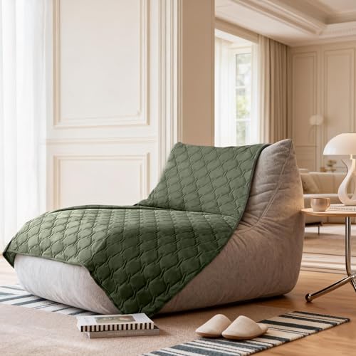 Image of gogobunny 100% Double Sided Waterproof Dog Blanket Soft Pet Bed Cover Reversible Protect Furniture Couch Sofa Car for Puppy Cat Kids (Dark Olive /Light Olive, 82x82 Inch (Pack of 1))