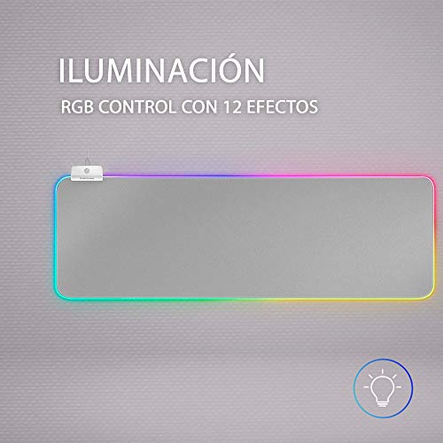 MMPRGB2S XXL, Mouse pad RGB 12 modalità, 2 USB 2.0, Bianco Argento - Mousepad - Immagine 1
