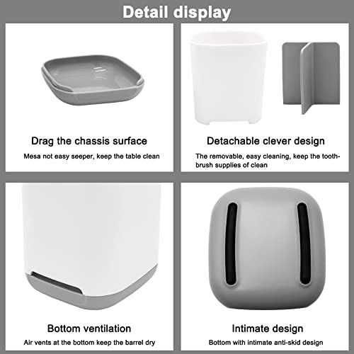 Toothbrush Holder With Anti-Slip,Plastic Detachable For Easy Cleaning Multi-Functional Storage,3 Slots Electric Toothbrush And Toothpaste Organizer Caddy For Bathroom Vanity,Sink,Countertop (Grey) #TOP3