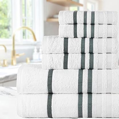Casa Copenhagen Exotisches 6-teiliges Handtuch-Set, Weiß, 525 g/m², 2 Badetücher, 2 Handtücher, 2 Waschlappen aus weicher ägyptischer Baumwolle für Badezimmer, Küche und Dusche – Bild 6