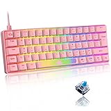 【Teclado mecánico con interruptor azul】 Tamaño pequeño, función grande, todas las funciones comprimidas en el teclado al 60 %. Equipado con el interruptor azul clásico para proporcionar una respuesta táctica alta y un sonido claro de "clic", se puede hacer clic hasta 50 millones de veces, así como una excelente sensibilidad táctil y capacidad de respuesta, lo que le brinda una respuesta de clic rápida.