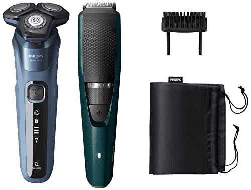 Image of PHILIPS Electric Shaver S5582 /20 - SenseIQ Technology -Blue & BT3231 /15 Smart Beard Trimmer - Power adapt technology for precise trimming- Quick Charge; 20 settings; 60 min run time